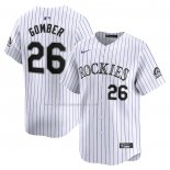 Camiseta Beisbol Hombre Colorado Rockies Austin Gomber Primera Limited Blanco
