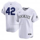 Camiseta Beisbol Hombre Colorado Rockies 2024 Jackie Robinson Day Primera Limited Blanco